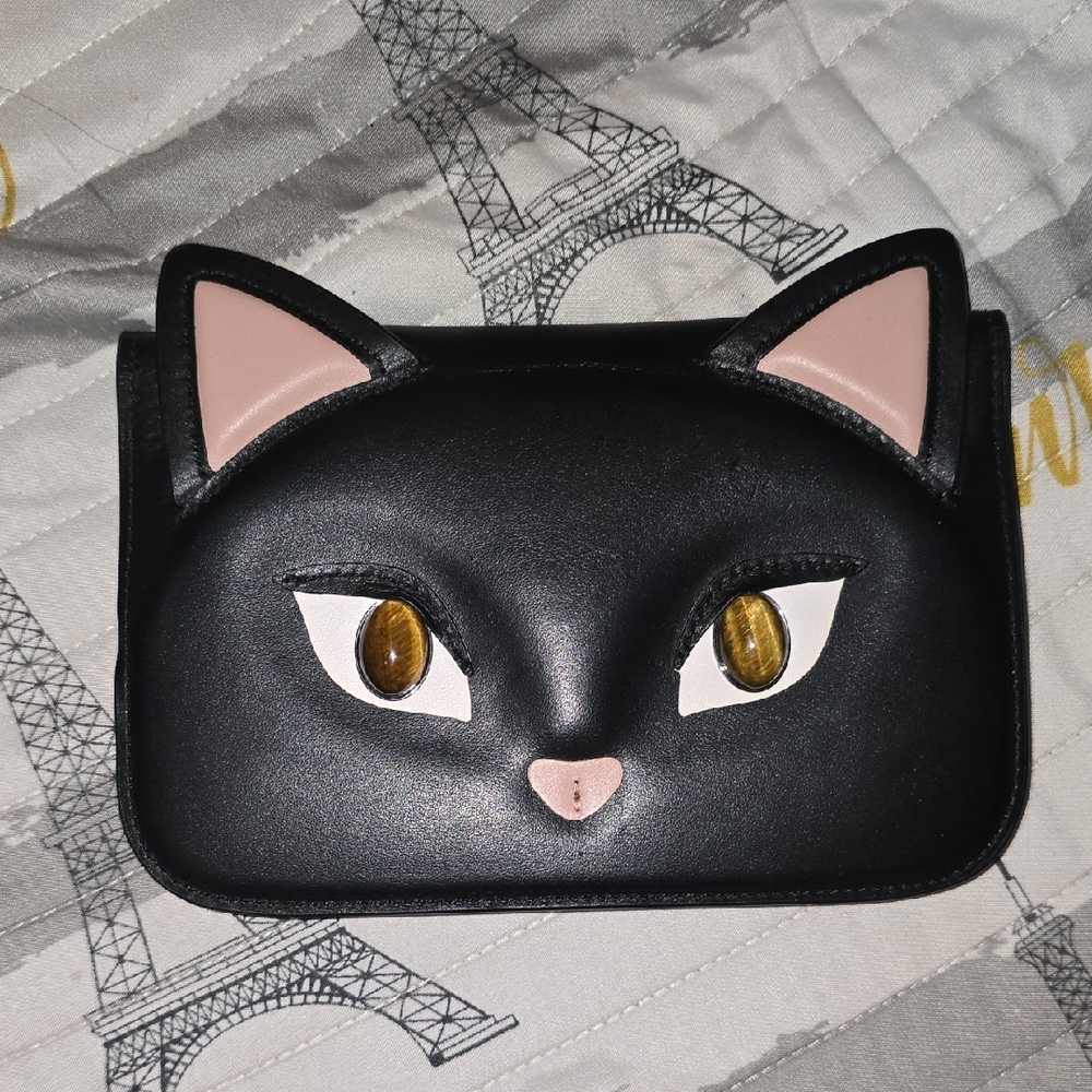 Kate Spade CATS the Musical Black Leather Cat Flap/Clutch